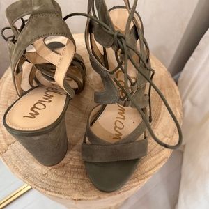 Sam Edelman Suede Lace up Heels (Green) Size 8.5